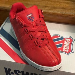 Mens 11D K-SWISS HERITAGE RED/NAVY ORTHOLITE LEATHER UPPER SHOES NWT